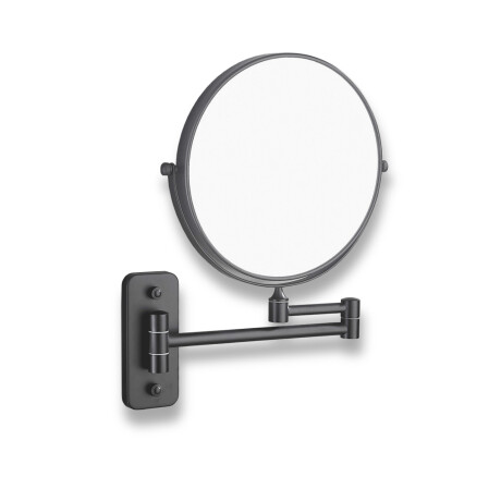 Compact mirror, straight / 3x magnification, round, tilting, dual-arm / matte black #1