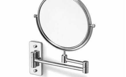 Compact mirror, straight / 3x magnification, round, tilting, dual-arm / chrome