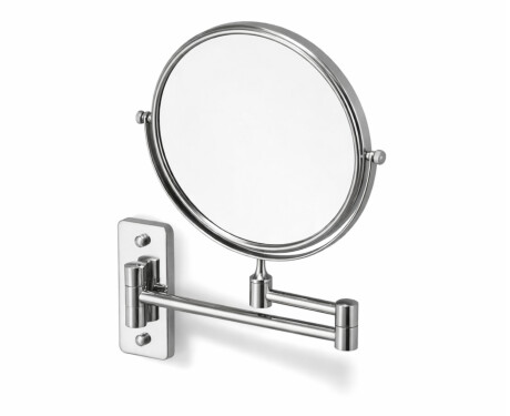 Compact mirror, straight / 3x magnification, round, tilting, dual-arm / chrome