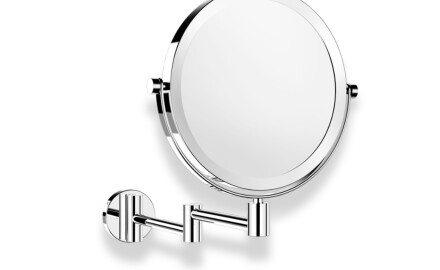 Compact mirror, straight / 3x magnification, round, tilting, dual-arm / chrome