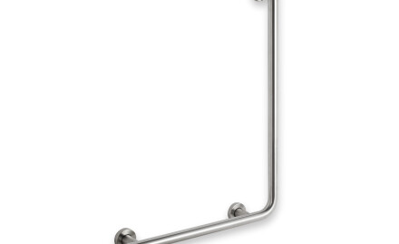 Support rail for people with disabilities, Ø32 STANDARD Type L, 55 x 77 (left) / brushed stainless steel