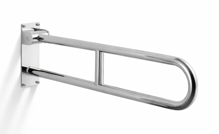 Support rail for people with disabilities, Ø32, curved, tilting, STANDARD - 80 cm / polished stainless steel
