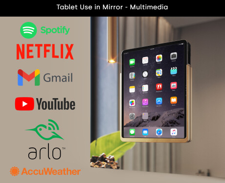 Rounded Modern LED Mirror with iPad Displine L141 Frame #3