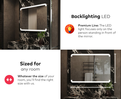 PremiumLine Illuminated Bathroom LED Lighted Mirror L145 #5