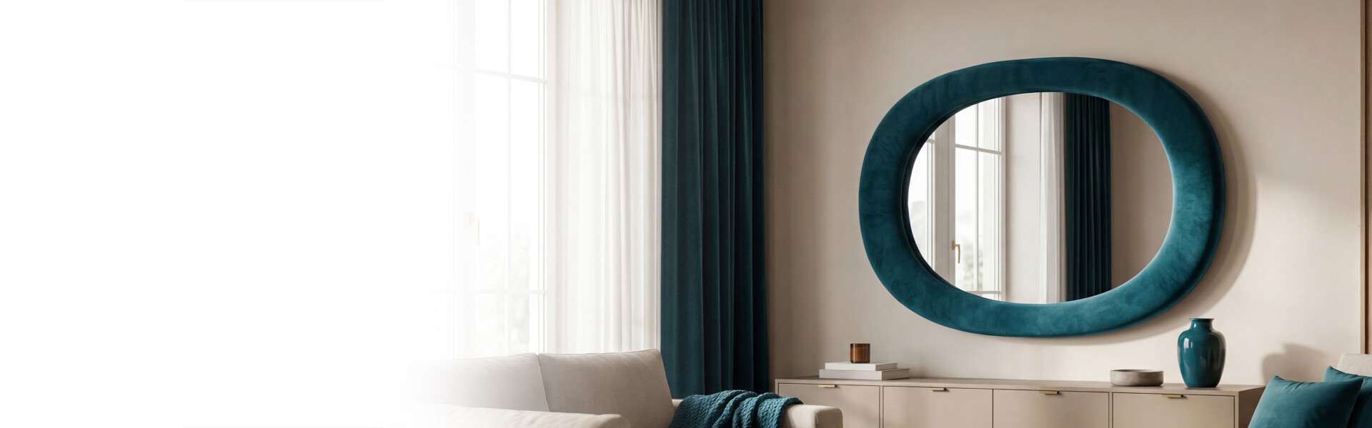 Mirror in an upholstered frame
